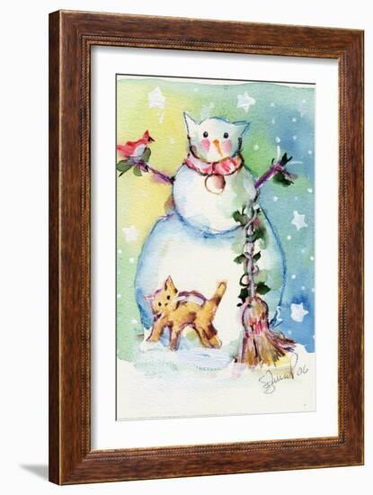 Cat Snowman-sylvia pimental-Framed Art Print