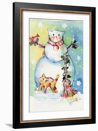 Cat Snowman-sylvia pimental-Framed Art Print