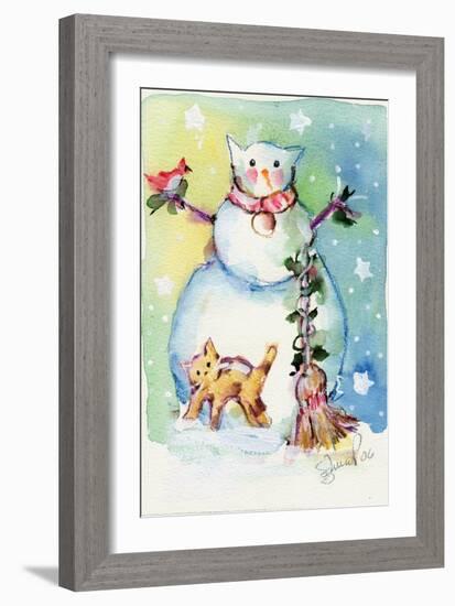 Cat Snowman-sylvia pimental-Framed Art Print