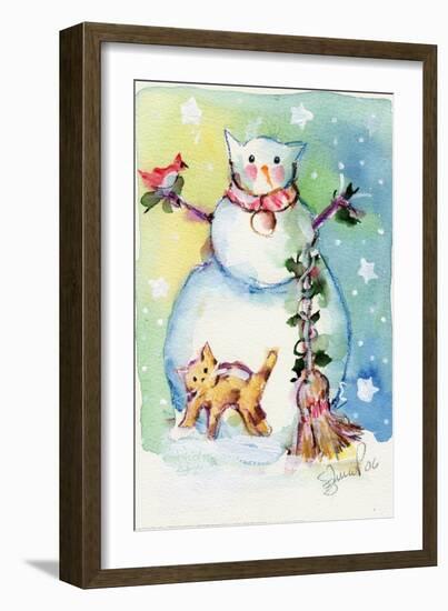 Cat Snowman-sylvia pimental-Framed Art Print