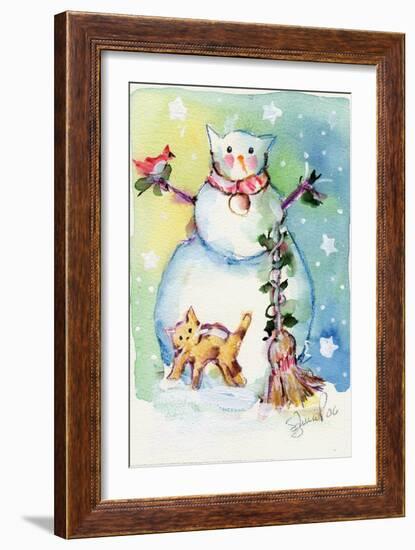 Cat Snowman-sylvia pimental-Framed Art Print