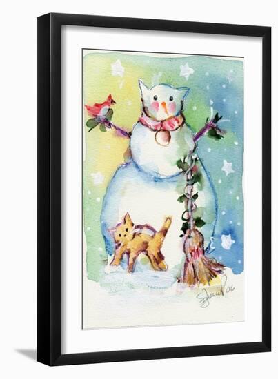 Cat Snowman-sylvia pimental-Framed Art Print