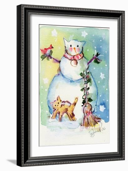 Cat Snowman-sylvia pimental-Framed Art Print