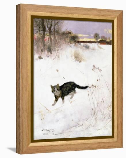 Cat Stalking over Snow, 1884-Bruno Andreas Liljefors-Framed Premier Image Canvas