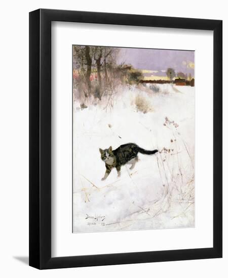 Cat Stalking over Snow, 1884-Bruno Andreas Liljefors-Framed Giclee Print