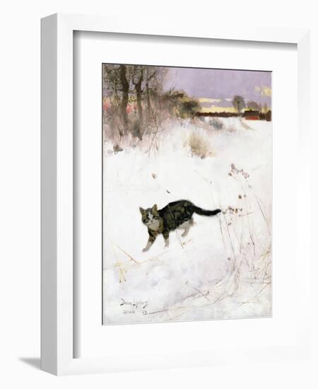 Cat Stalking over Snow, 1884-Bruno Andreas Liljefors-Framed Giclee Print