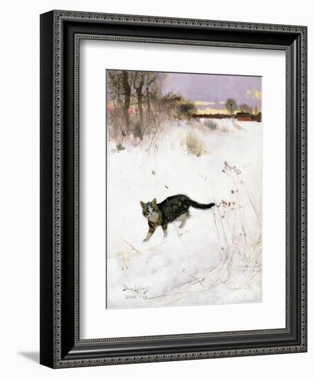 Cat Stalking over Snow, 1884-Bruno Andreas Liljefors-Framed Giclee Print