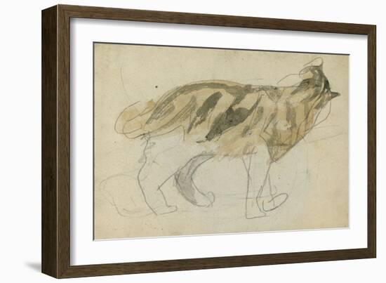 Cat Studies (Pencil with W/C on Paper)-Gwen John-Framed Giclee Print