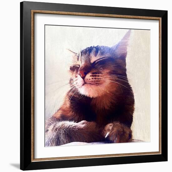 Cat That Got the Cream, 2018-Helen White-Framed Giclee Print