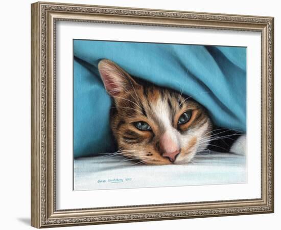 Cat under Blacket-Sarah Stribbling-Framed Art Print