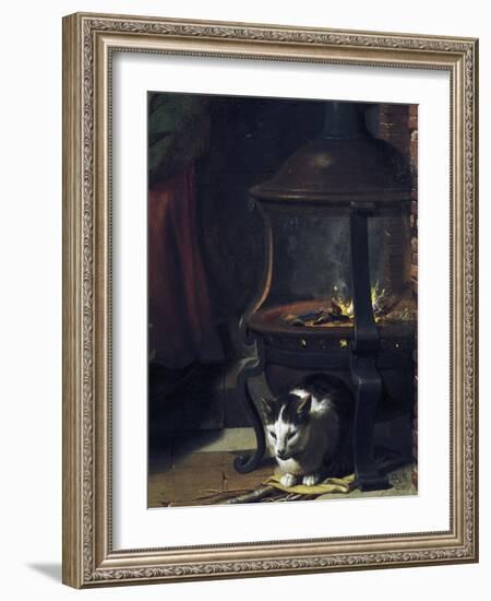 Cat under Burning Brazier, Detail from Infant Jesus Sleeping-Charles Le Brun-Framed Giclee Print