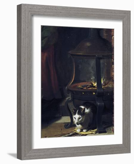 Cat under Burning Brazier, Detail from Infant Jesus Sleeping-Charles Le Brun-Framed Giclee Print