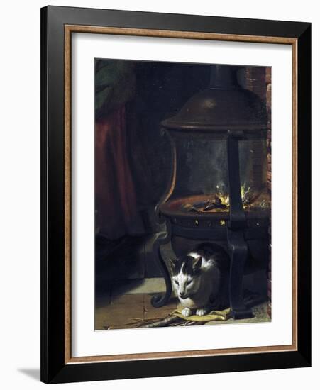 Cat under Burning Brazier, Detail from Infant Jesus Sleeping-Charles Le Brun-Framed Giclee Print