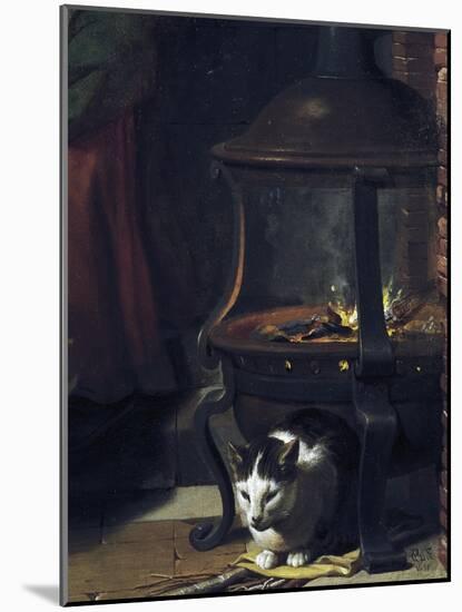 Cat under Burning Brazier, Detail from Infant Jesus Sleeping-Charles Le Brun-Mounted Giclee Print