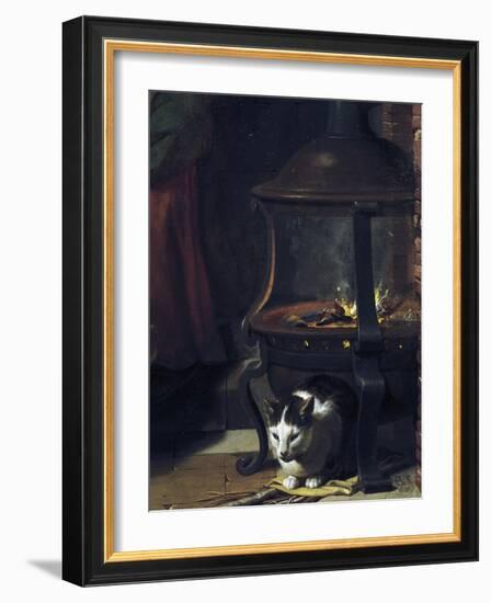 Cat under Burning Brazier, Detail from Infant Jesus Sleeping-Charles Le Brun-Framed Giclee Print