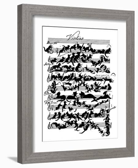 'Cat Violin Score' by Moritz von Schwind-Moritz Ludwig von Schwind-Framed Giclee Print