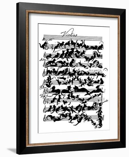 'Cat Violin Score' by Moritz von Schwind-Moritz Ludwig von Schwind-Framed Giclee Print