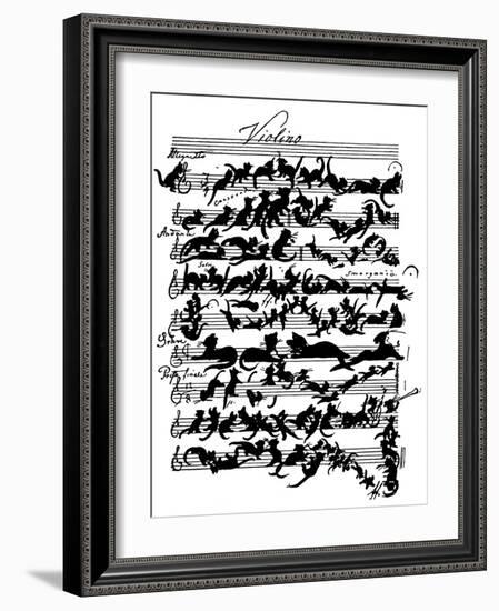 'Cat Violin Score' by Moritz von Schwind-Moritz Ludwig von Schwind-Framed Giclee Print