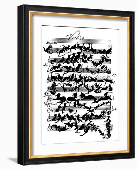 'Cat Violin Score' by Moritz von Schwind-Moritz Ludwig von Schwind-Framed Giclee Print