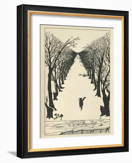 Cat Walking--Framed Premium Giclee Print