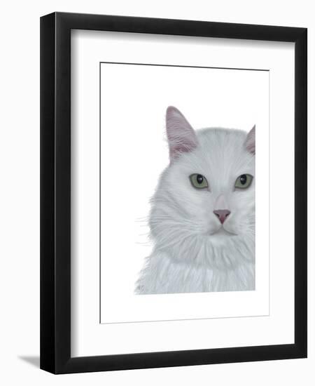 Cat, White Portrait on White-Fab Funky-Framed Art Print