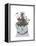 Cat, White with Butterfly bell jar-Fab Funky-Framed Stretched Canvas