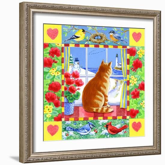 Cat Winter View-Geraldine Aikman-Framed Giclee Print