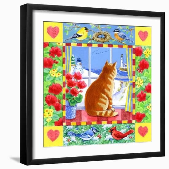 Cat Winter View-Geraldine Aikman-Framed Giclee Print