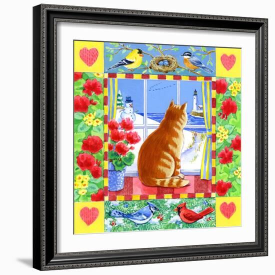 Cat Winter View-Geraldine Aikman-Framed Giclee Print