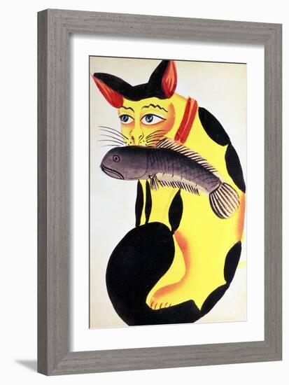 Cat with a Fish in Its Mouth, from the Rudyard Kipling Collection, Calcutta, c.1890-null-Framed Giclee Print