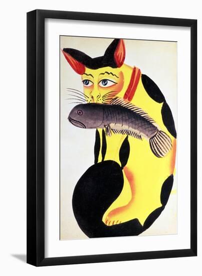 Cat with a Fish in Its Mouth, from the Rudyard Kipling Collection, Calcutta, c.1890-null-Framed Giclee Print