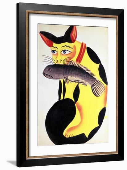 Cat with a Fish in Its Mouth, from the Rudyard Kipling Collection, Calcutta, c.1890-null-Framed Giclee Print