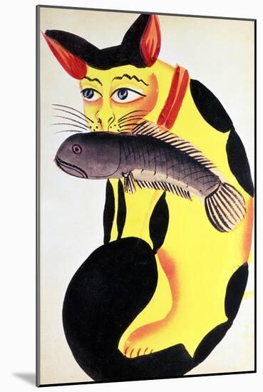 Cat with a Fish in Its Mouth, from the Rudyard Kipling Collection, Calcutta, c.1890-null-Mounted Giclee Print