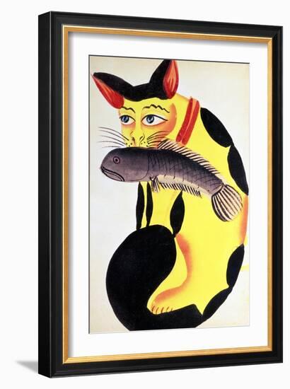 Cat with a Fish in Its Mouth, from the Rudyard Kipling Collection, Calcutta, c.1890-null-Framed Giclee Print