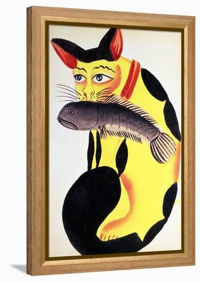 Cat with a Fish in Its Mouth, from the Rudyard Kipling Collection, Calcutta, c.1890-null-Framed Premier Image Canvas