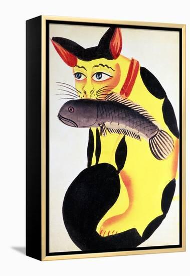 Cat with a Fish in Its Mouth, from the Rudyard Kipling Collection, Calcutta, c.1890-null-Framed Premier Image Canvas