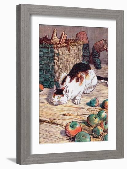 Cat with Apples-Randolph Caldecott-Framed Art Print