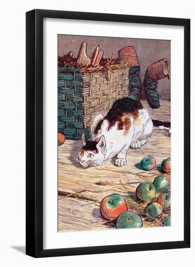 Cat with Apples-Randolph Caldecott-Framed Art Print