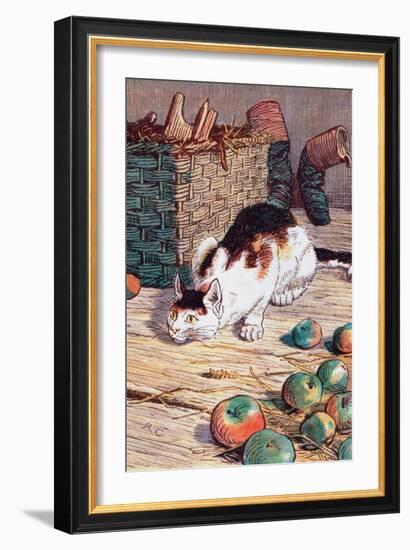 Cat with Apples-Randolph Caldecott-Framed Art Print