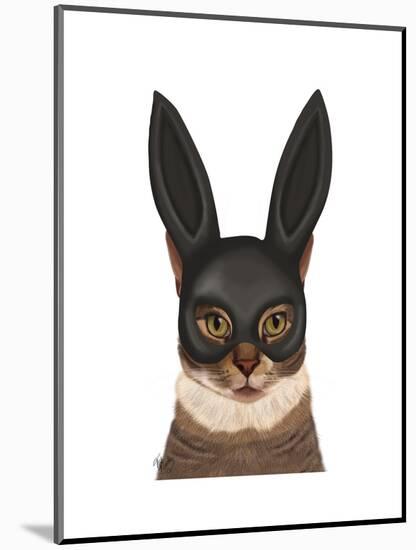 Cat with Bunny Mask-Fab Funky-Mounted Art Print