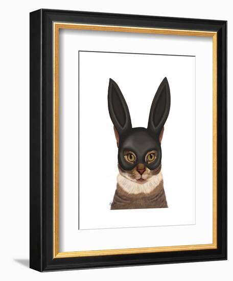 Cat with Bunny Mask-Fab Funky-Framed Art Print