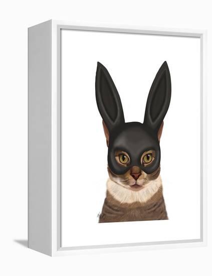 Cat with Bunny Mask-Fab Funky-Framed Stretched Canvas