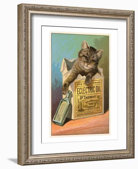 Cat with Eclectric Oil-null-Framed Art Print