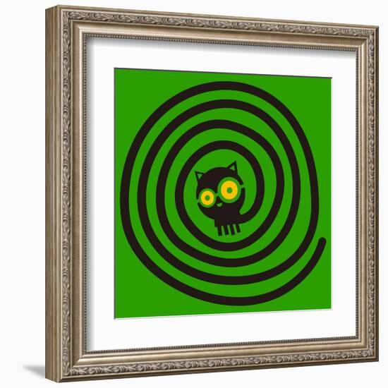 Cat with Glasses and Spiral Tail-Complot-Framed Art Print