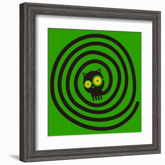 Cat with Glasses and Spiral Tail-Complot-Framed Art Print