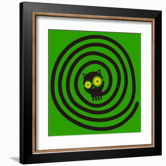 Cat with Glasses and Spiral Tail-Complot-Framed Art Print