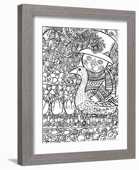 Cat with Goose Line Art-Oxana Zaika-Framed Giclee Print