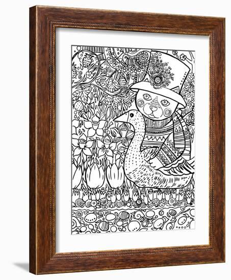 Cat with Goose Line Art-Oxana Zaika-Framed Giclee Print