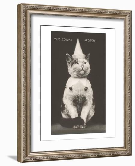 Cat with Pointed Hat, Court Jester-null-Framed Art Print