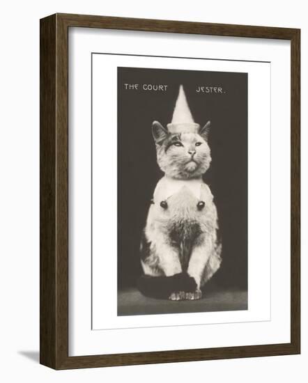 Cat with Pointed Hat, Court Jester-null-Framed Art Print